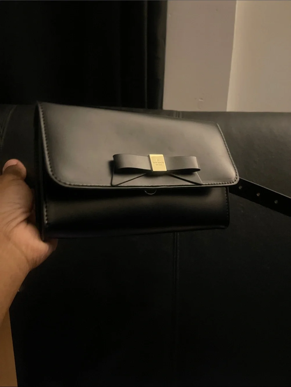 Kate Spade Black Leather Bow Belt Bag w/Gold Hardware      Sz L/XL NWT